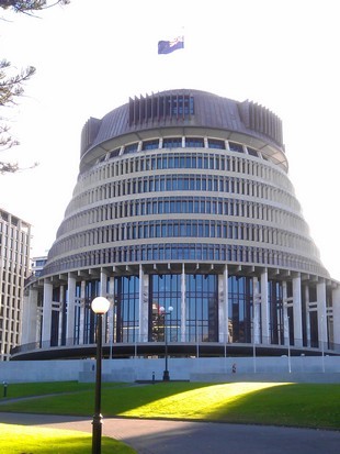 Wellington - Beehive, the executive wing of New Zealand Parliament Buildings