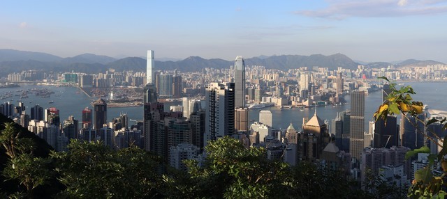 Hong Kong - Ile de Hong Kong - vue sur la ville depuis le sommet de Victoria Peak