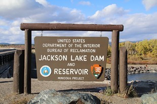 Grand Teton National Park - Jackson Lake Dam - sign